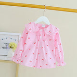 IENENS Girls Blouses Clothes Baby Spring Shirts Toddler Infant Cherry Print Tees Tops 1 2 3 4 Years Kids Cotton Shirt
