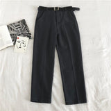 Women Harem Pants High Waist Loose Formal Elegant Office Lady Solid Straight Trousers Ankle-length With Belt Pants Spring Summer