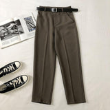 Women Harem Pants High Waist Loose Formal Elegant Office Lady Solid Straight Trousers Ankle-length With Belt Pants Spring Summer