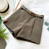 2020 High Waist Shorts With Pocket Women Casual Spring Summer Shorts With Belt Women Mini Shorts Pantalones Feminino Streetwear