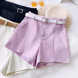 2020 High Waist Shorts With Pocket Women Casual Spring Summer Shorts With Belt Women Mini Shorts Pantalones Feminino Streetwear