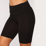 Women Thin Fitness Short Pants Casual Ladies Slim Pants High-Waist Summer Bottom Knee-Length Black Shorts Bodycon Streetwear