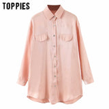 pink shirts women long sleeve oversize tops harajuku satin long shirts fashion blouse plus size clothing