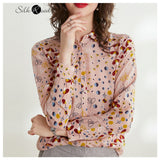 Silviye Floral silk shirt women's long sleeve mulberry silk fashion floral foreign style top blusas mujer de moda 2020