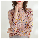 Silviye Floral silk shirt women's long sleeve mulberry silk fashion floral foreign style top blusas mujer de moda 2020
