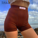 FSDA Summer White Letter Embroidery Biker Shorts Women Ribber Knit Black High Waist Casual Streetwear Shorts
