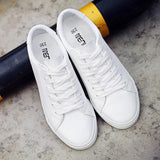 2020 new spring tenis feminino lace-up white shoes woman PU Leather solid color female shoes casual women shoes sneakers