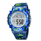 Navy Blue Camouflage Kids Watches LED Colorful Flash Digital Waterproof Clock For Boys Girls Date Week Creative Children's Watch
