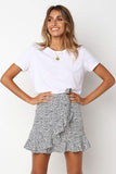 Multi Dot Print Short Mini Skirts Women Summer Ruffle High Waist Bow Tie Skirt Ladies Streetwear Slim Bottoms Saias 2019