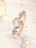 Girls Watches Hello Kitty Women Watch Kids Children Luxury Rose Gold Rhinestone Quartz Wristwatches Clock Zegarek Dla Dzieci