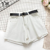 YuooMuoo All Match Sashes Casual Women Denim Shorts Crimping High Waist Slim Summer Jeans Shorts Feminino Chic Hot Ladies Bottom