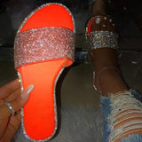 Glitter Slippers Women Summer Sandals 2020 Fashion Bling Female Candy Color Flip Flops Beach Diamond Flat Shoes Outdoor Sandals