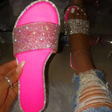 Glitter Slippers Women Summer Sandals 2020 Fashion Bling Female Candy Color Flip Flops Beach Diamond Flat Shoes Outdoor Sandals