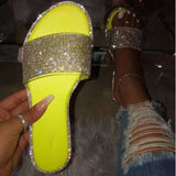 Glitter Slippers Women Summer Sandals 2020 Fashion Bling Female Candy Color Flip Flops Beach Diamond Flat Shoes Outdoor Sandals