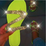 Glitter Slippers Women Summer Sandals 2020 Fashion Bling Female Candy Color Flip Flops Beach Diamond Flat Shoes Outdoor Sandals