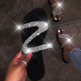 Glitter Slippers Women Summer Sandals 2020 Fashion Bling Female Candy Color Flip Flops Beach Diamond Flat Shoes Outdoor Sandals