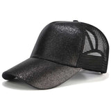 2020 Glitter Ponytail Baseball Cap Women Snapback Dad Hat Mesh Trucker Caps Messy Bun Summer Hat Female Adjustable Hip Hop Hats