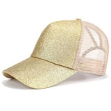 2020 Glitter Ponytail Baseball Cap Women Snapback Dad Hat Mesh Trucker Caps Messy Bun Summer Hat Female Adjustable Hip Hop Hats