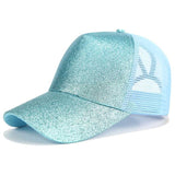 2020 Glitter Ponytail Baseball Cap Women Snapback Dad Hat Mesh Trucker Caps Messy Bun Summer Hat Female Adjustable Hip Hop Hats