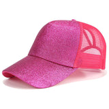 2020 Glitter Ponytail Baseball Cap Women Snapback Dad Hat Mesh Trucker Caps Messy Bun Summer Hat Female Adjustable Hip Hop Hats