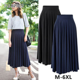 Plus Size Skirt Women Summer 2019 New Modal Loose Size Solid Skirt Fat Mm Long Skirt High Waist Pleated Long Skirt  3XL 4XL 5XL