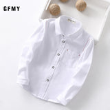 GFMY 2020 New Spring Autumn Oxford Textile Full Sleeve Solid color Blue boys white Shirt 3T-14T Kid Casual  School Clothes