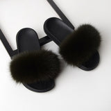 SARSALLYA Fur Slippers Women Real Fox Fur Slides Home Furry Flat Sandals Female Cute Fluffy House Shoes Woman Brand Luxury 2020