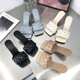 2020 Luxury Slides Women 7cm High Heels Mules Fetish Summer Sandals Low Heels Slippers Prom Platform Stripper Blue Fashion Shoes