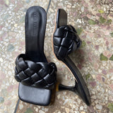2020 Luxury Slides Women 7cm High Heels Mules Fetish Summer Sandals Low Heels Slippers Prom Platform Stripper Blue Fashion Shoes