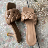2020 Luxury Slides Women 7cm High Heels Mules Fetish Summer Sandals Low Heels Slippers Prom Platform Stripper Blue Fashion Shoes