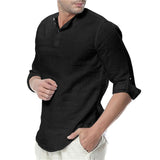 JDDTON 2020 New Men's Summer Long Sleeve Cotton Linen Long Sleeve Cotton Casual Breathable Shirts Style Solid Male Shirts JE065