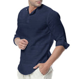 JDDTON 2020 New Men's Summer Long Sleeve Cotton Linen Long Sleeve Cotton Casual Breathable Shirts Style Solid Male Shirts JE065