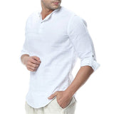 JDDTON 2020 New Men's Summer Long Sleeve Cotton Linen Long Sleeve Cotton Casual Breathable Shirts Style Solid Male Shirts JE065