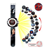 Princess Elsa Spiderman Kids Watches Projection Cartoon Pattern Digital Children watch For Boys Girls Display Clock Relogio