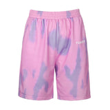 HEYounGIRL Purple Tie Dye Print Casual Sweat Shorts Women Harajuku Korean Elastic High Waist Short Pants Laides Letter Summer