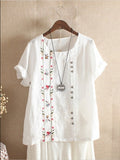 DIOROBBEN 5XL Bohemia clothing Summer Embroidery Casual Women Shirts 2020 summer Cotton Linen Women blouse large size loose tops