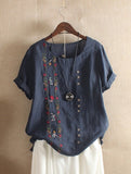 DIOROBBEN 5XL Bohemia clothing Summer Embroidery Casual Women Shirts 2020 summer Cotton Linen Women blouse large size loose tops