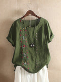 DIOROBBEN 5XL Bohemia clothing Summer Embroidery Casual Women Shirts 2020 summer Cotton Linen Women blouse large size loose tops