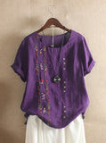 DIOROBBEN 5XL Bohemia clothing Summer Embroidery Casual Women Shirts 2020 summer Cotton Linen Women blouse large size loose tops