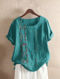 DIOROBBEN 5XL Bohemia clothing Summer Embroidery Casual Women Shirts 2020 summer Cotton Linen Women blouse large size loose tops
