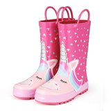 KushyShoo Rain Boots Kids Girl Cute Unicorn Printed Children's Rubber Boots Kalosze Dla Dzieci Waterproof Baby Water Shoes