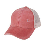 Ponytail Baseball Cap Messy Bun Hats For Women Washed Cotton Snapback Caps Casual Summer Sun Visor Outdoor Hat