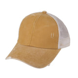Ponytail Baseball Cap Messy Bun Hats For Women Washed Cotton Snapback Caps Casual Summer Sun Visor Outdoor Hat