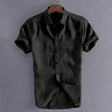 Summer Casual Shirts for Men Short Sleeve Linen cotton Shirt Masculina Camisa Slim Fit Male Blouse Homme Chemise Plus Size Men