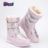 Girls shoes Pink Boots 2020 new style Kids snow boot winter warm fur antiskid outsole plus size 27 to 41 boots free shipping hot