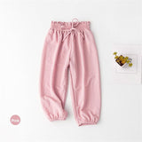 Baby Girls and Boys Anti-Mosquito Pants Children Lantern Leggings Unisex Cotton Candy Color Trousers Toddler Kids Casual Wear
