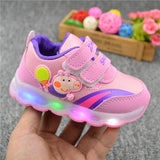Peppa Pig Children Shoes Light Girl Led Shoes Kids Sneakers Cartoon Casual Toddler Peppa Shoes Infant Baby Outdoor  Buckle Shoes