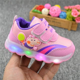 Peppa Pig Children Shoes Light Girl Led Shoes Kids Sneakers Cartoon Casual Toddler Peppa Shoes Infant Baby Outdoor  Buckle Shoes