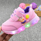 Peppa Pig Children Shoes Light Girl Led Shoes Kids Sneakers Cartoon Casual Toddler Peppa Shoes Infant Baby Outdoor  Buckle Shoes
