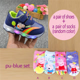 Peppa Pig Children Shoes Light Girl Led Shoes Kids Sneakers Cartoon Casual Toddler Peppa Shoes Infant Baby Outdoor  Buckle Shoes